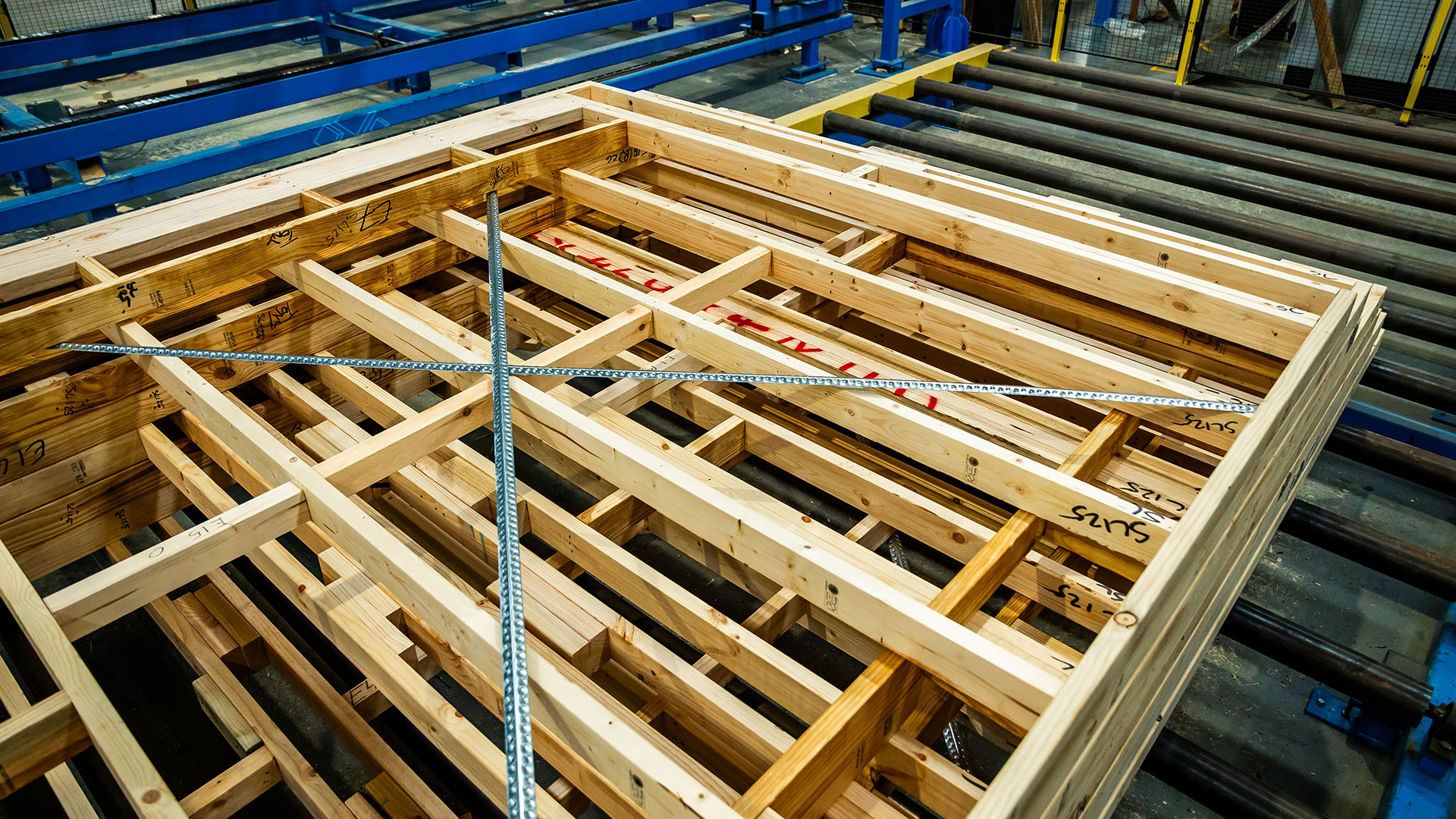 Wall and roof framing on site